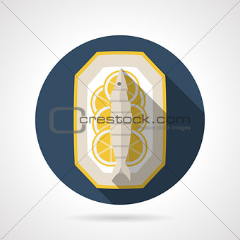 Cooked fish flat color round vector icon