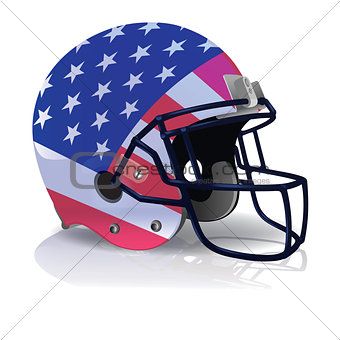 American Football Helmet with American Flag Illustration