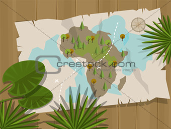 map jungle africa cartoon treasure hunter
