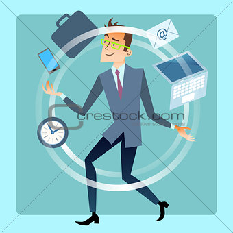 Businessman juggler planning time work