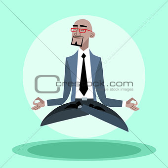 African businessman quiet hangs in the air like a yogi