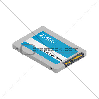 Solid state drive detailed isometric icon