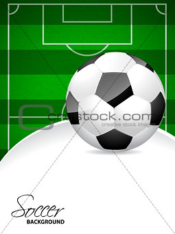 Soccer brochure design with soccer field and ball