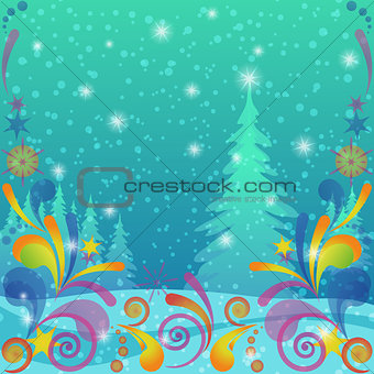 Christmas background, winter forest