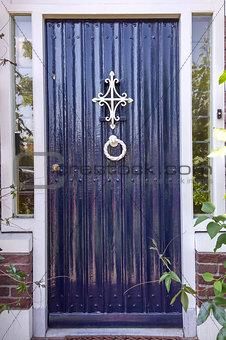 Painted violet door with white handle