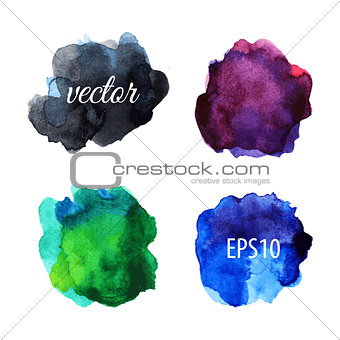 Watercolor blots isolated on white background