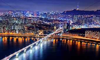 Seoul at night, South Korea