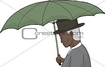 Isolated Man Holding Umbrella