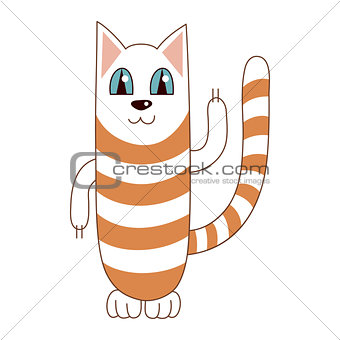 Vector illustration of funny cute striped cat smiling