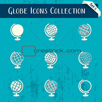 Globe icons retro collection