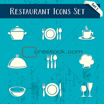 Restaurant icons retro collection