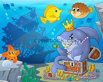 Shark with treasure theme image 3