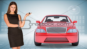 Businesslady holding car key