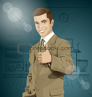 Vector Business Man Shows Well Done
