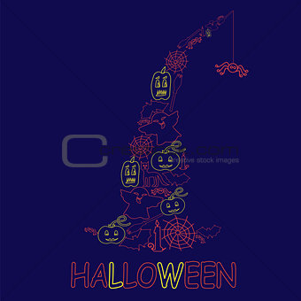 Halloween design from stroke elements