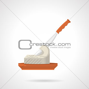 Butter with knife flat color vector icon