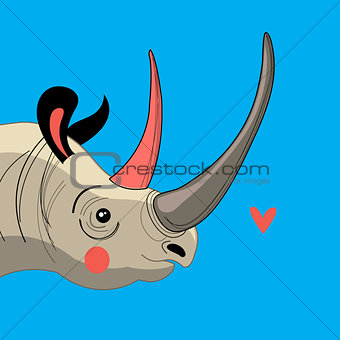Portrait enamored rhino