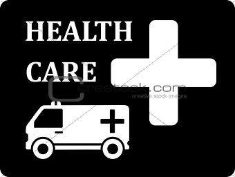 black icon with ambulance car