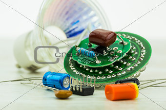electronic circuit board LEDs and various spare parts