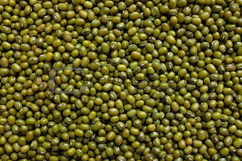 Dried green mung beans background