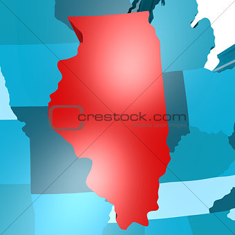 Illinois map on blue USA map
