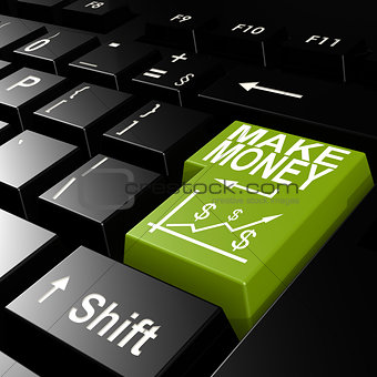 Make money word on the green enter keyboard