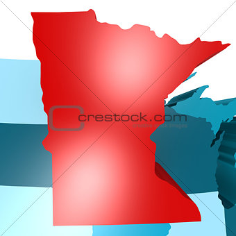 Minnesota map on blue USA map