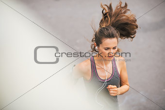 Woman runner seen from above