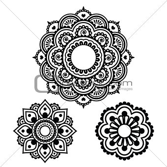 Indian Henna tattoo round design - Mehndi pattern