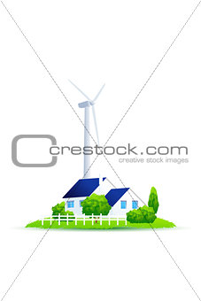 Eco House. Illustration of green energy for the house on a small
