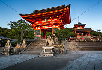 Gates of Kiyomizu-dera Temple Illumineted at Sunset, Kyoto, Japa