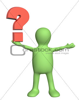 3d puppet with question mark