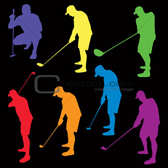 Colorful Golf Silhouettes Illustration
