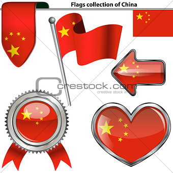 Glossy icons with flag of China