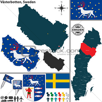 Map of Vasterbotten, Sweden