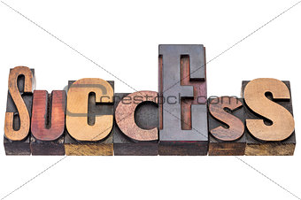 success word abstract in wood type