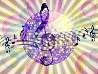 Funky music background with dico ball