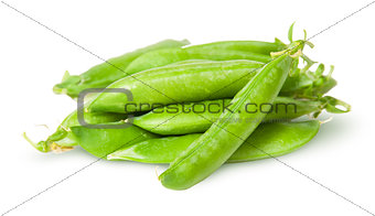 Pile of fresh green peas sugar in the pods