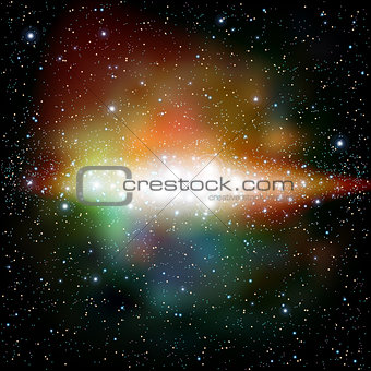 Colorful Universe filled with stars nebula and galaxy