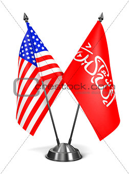 USA and Waziristan - Miniature Flags.