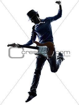 man electric guitarist player playing silhouette