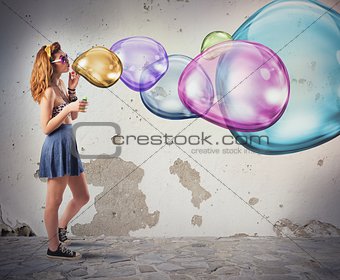 Colorful soap bubbles