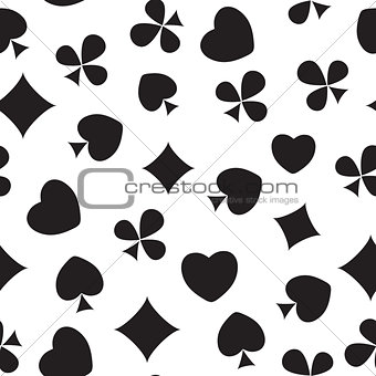 Abstract Seamless Pattern Background with Card Suits. Vector Ill