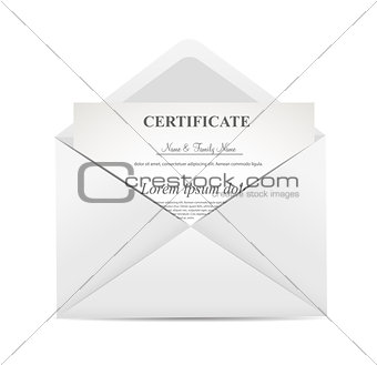 Certificate in Envelope  Vector Illustration