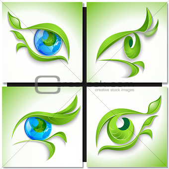 Set of eco icons. Look green.