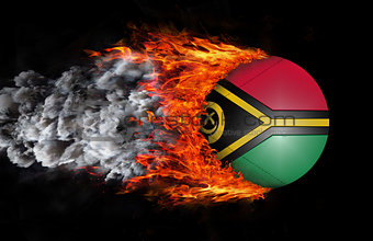 Flag with a trail of fire and smoke - Vanuatu