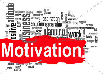 Motivation word cloud with red banner