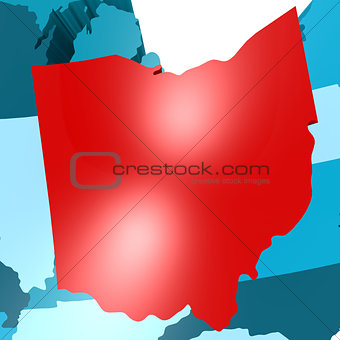 Ohio map on blue USA map