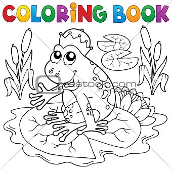 Coloring book fairy tale frog