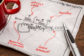 loan payment equation on napkin